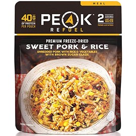 Peak Refuel Sweet Pork and Rice | Freeze Dried Hiking, Backpacking and Camping Meals | Amazing Taste | Real Meat | High-Protein | Quick Prep Food (2 Serving Pouch)