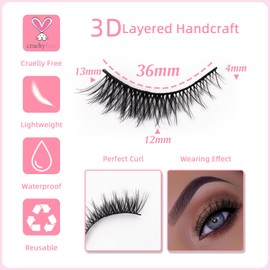 Eyelashes Faux 3D Mink Lashes Cat Eye Lashes Wispy Full Volume Fox Eye Lash Natural Look Lashes Like Lash Extension Lift Effect Lashes Pack 14 Pairs By SQYlashes