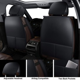 LINGVIDO Car Seat Covers, Breathable and Waterproof Faux Leather Automotive Seat Covers for Cars SUV Truck Sedan,Universal Anti-Slip Seat Cover with Backrest (Full Seat, Red+Black)