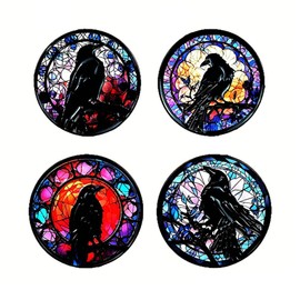 coadipress 4Pcs Gothic Raven Brooch Pin for Women Men Vintage Colorful Black Crow Animal Enamel Brooch Pins Clothing Bag Backpacks Accessories Jewelry (Black)