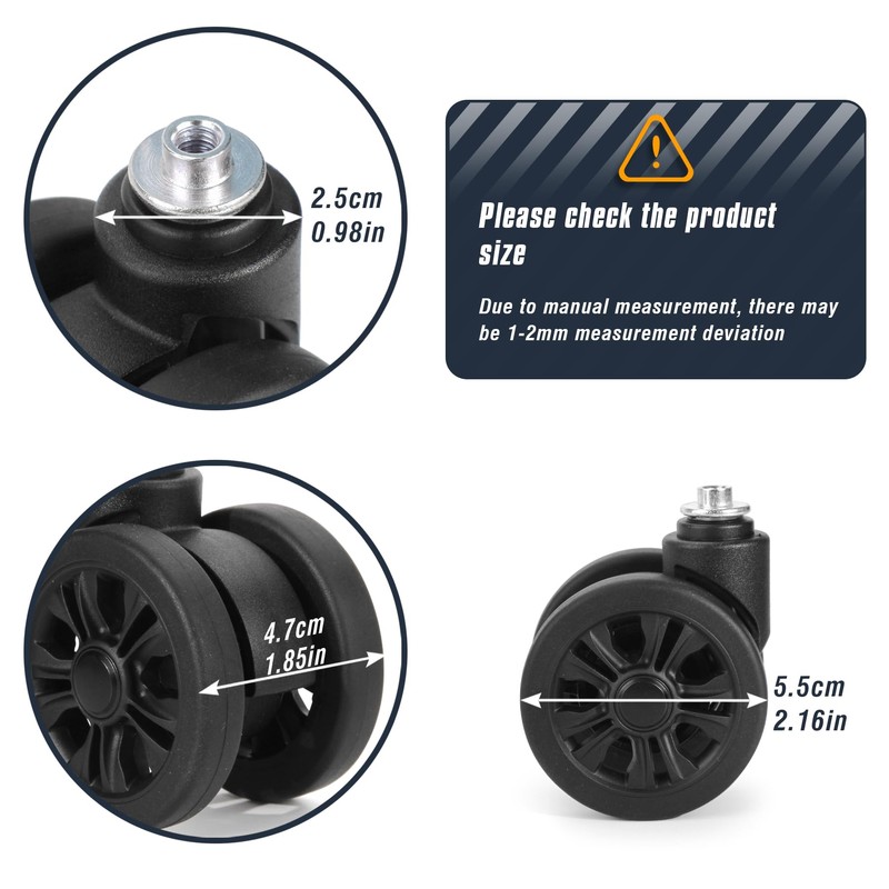 Zoofen Luggage Replacement Wheels 2 pcs Suitcase Replacement Wheels Wear-Resistant