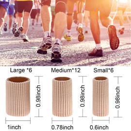 Blulu Blulu 24 Pieces Toe Tubes 0.98 Inches Cushion Tube Corn Pads for Toes Sleeves Soft Gel Protectors for Cushions Corns Blisters Calluses 3 Size