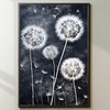 Tevenuktla Dandelion Flowers Wall Art Rustic Floral Pictures for Living Room Dark Floral Canvas Prints Dandelion Farmhouse Wall Art Black and White Dandelion Pictures 16x24inch No Frame