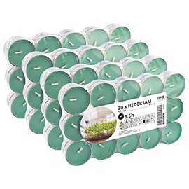 Ikea HEDERSAM Fresh Grass & Herbs Scented Tealight Candles, Light Green, 3.5 Hours - Set of 120, 3.8cm