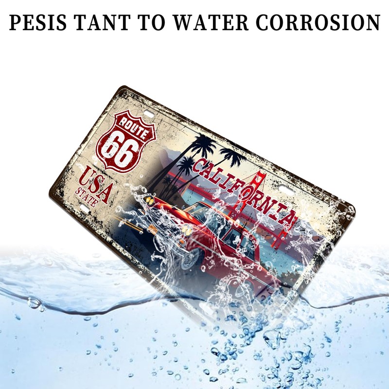 Route 66 California USA State License Plate, 6x12 Inch