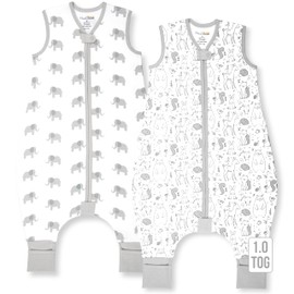 Mama Cheetah Toddler Sleep Sack with Feet in 1.0 Tog Organic Cotton for Boys and Girls, Baby Sleep Bag with Legs and 2-Way Zipper, Early Walker Medium