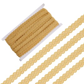 GORGECRAFT 13.1 Yards Metallic Braid Lace Trim 0.6 Inch Wide Gold Gimp Woven Centipede Decorated Edge Ribbon Upholstery Fabric Fringe Embellishment Trimmings for Costume DIY Craft Sewing Decor