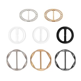 Deshionew 8 PCS Silk Scarf Clips in Different Sizes and Colors, T-shirt Tie Clips Clothes Corner Knotted Button Fashion Alloy Round Clasp Circle Clip Buckle Rhinestone Oval Clothing Wrap Holder