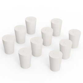 FunChem Solid Rubber Stoppers, (10 Pack) 1# -19mm(0.75") Top, 14mm(0.55") Bottle, 25mm(0.98") Length - White Tapered Lab Seal Rubber Stopper