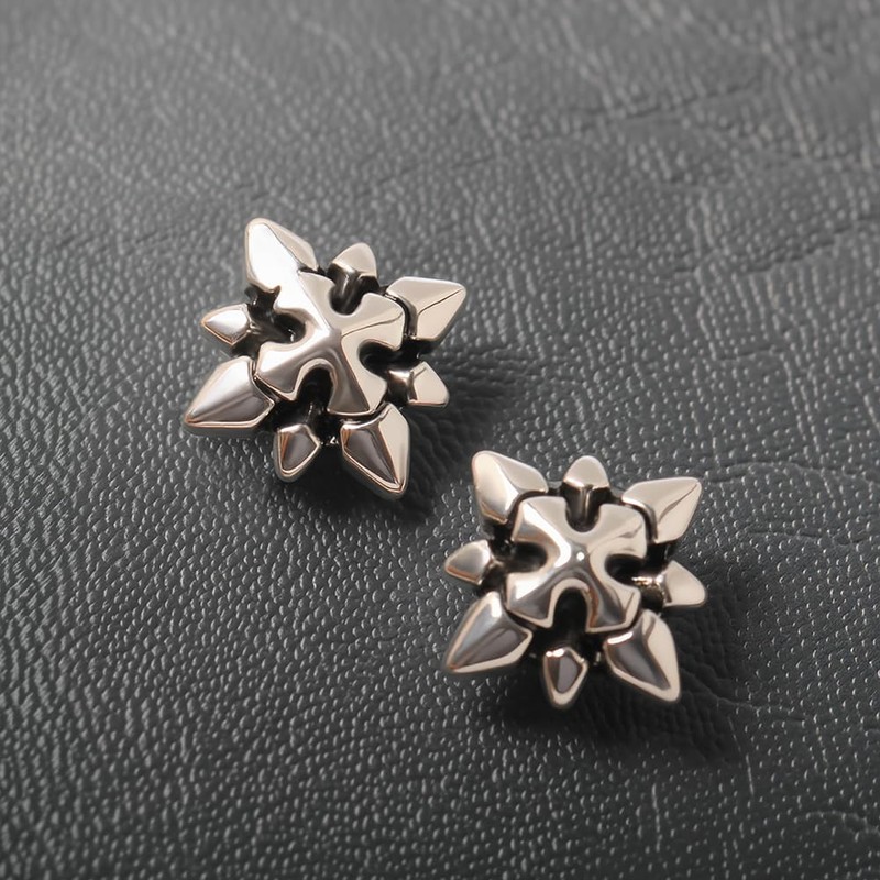 MOBOTECH Star Conductive Compass Piercing, Non-Hole Earrings, Magnet, Painless, Old