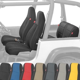 Diver Down Neoprene Seat Cover Set - Fits Jeep YJ 1987-1995 Wrangler - Front and Back Seat Set - Waterproof Custom Fit Seat Covers - Soft Padded Cushion Feel - Thermal Resistant - (Black, 1991)