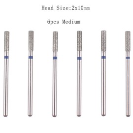 MZCMSL Barrel Cuticle Nail Drill Bit Set with Case, 6pcs Pro Diamond Nail Bits for Nail Salon Manicure, 3/32 Shank efile Bit(Medium)