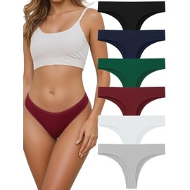 Vevmon Cotton Thongs for Women， Seamless Womens Underwear Breathable Briefs Comfortable Panties 6 pack