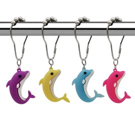 Generic Decorative Dolphins Shower Curtain Hooks, Set of 12, Stainless Steel, Shower Curtain Rings, Ocean Themed Decor