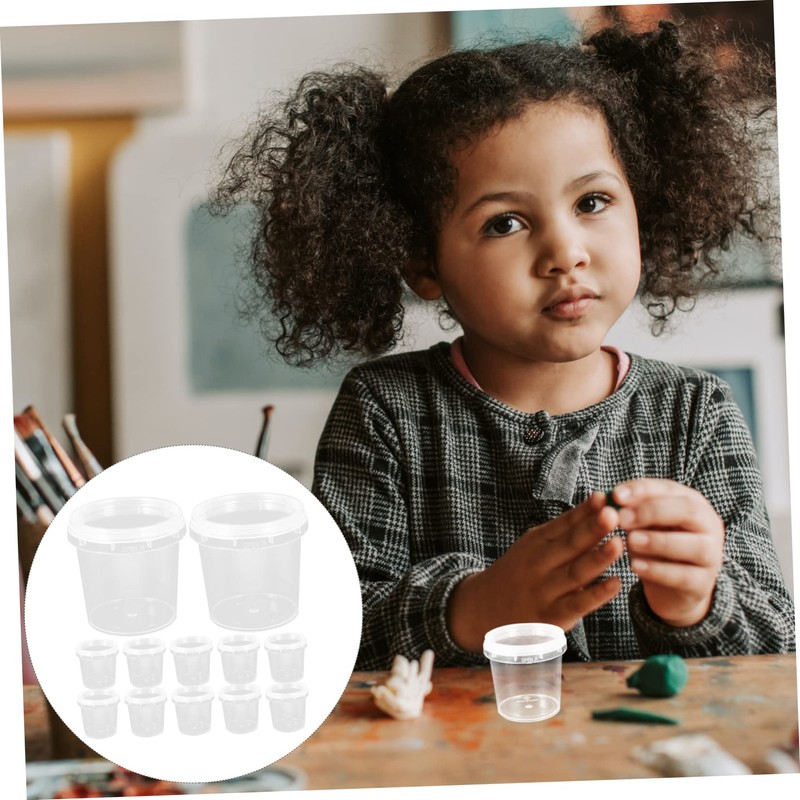LALAFINA 18Pcs Mini Plastic Storage Buckets Clear Containers for Beads