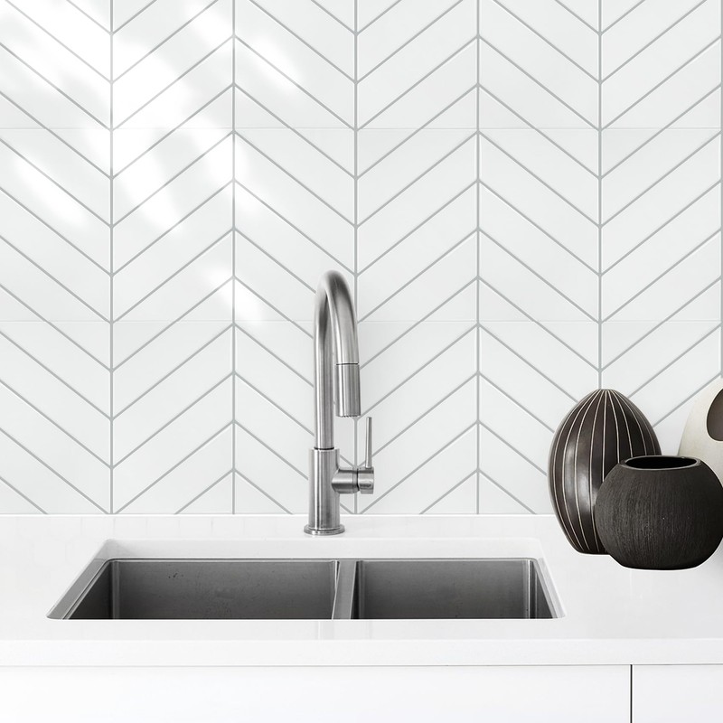STICKGOO 10 Sheets Thicker Herringbone Peel and Stick Backsplash, 12.6”×9.7”