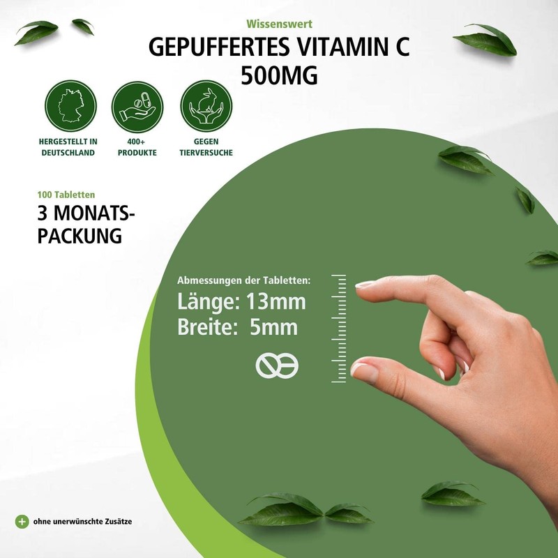 Gepuf Fertes Vitamin C 500 mg Hochdosiert Magenfreundlich, Acid Free,