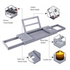 Utoplike Bathtub Tray Caddy Bamboo, Grey Bath Table for Tub