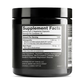 Toniiq Ashwagandha - Ultra High Potency 20:1 Extract with 10% Withanolides - Wild Harvested in India - Highly Concentrated - Third-Party Lab Tested - 90 Capsules