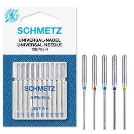 SCHMETZ Domestic Sewing Machine Needles | 10 Universal Needles 130/705 H Needle Size 70/10-110/18 | Suitable for a Wide Range of Fabrics | Can be Used on All Conventional Household Sewing Machines