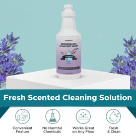 Steam & Go Demineralized Water for Steam Cleaner - PVC-Free Floor Cleaning Solution Compatible for All Steam Mops - Multi-Surface Cleaner for Home Surfaces - Lavender Scent, 32 oz (Pack of 6)