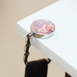 HUATEEN Bag Holder for Table, Pack of 3, Foldable Non-Slip Handbag Holder, Marbling Bags Hanger, Bag Hook Holder for Handbags, Table Handbag Holder, Hook for Restaurant