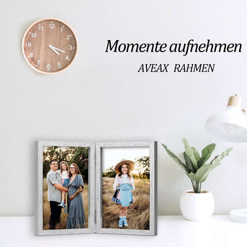 AVEAX Double 13x18 Photo Frame Folding Wooden Picture Frame with
