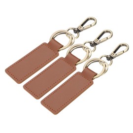 PATIKIL Leather Keychains, 3Pcs Rectangle Leather Key Chain Holder with 2 Keyrings and Metal Clip Key Fob for Car Keychain, Men, Women, Gift, Dark Brown