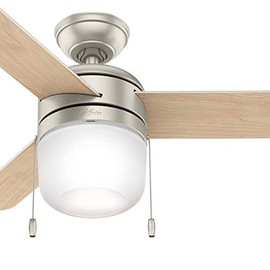 Hunter Fan 42 inch Contemporary Matte Nickel Indoor Ceiling Fan with Light Kit (Renewed)