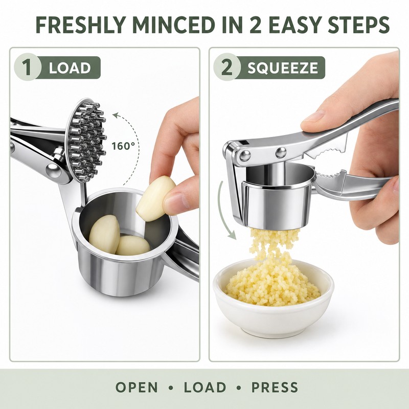 3 Pack Silver Zinc Alloy Garlic Press Manual Garlic Crusher