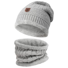 INDICODE Siracusa Men's Hoodie Winter Hat, Warm Beanie, Knitted Hat, Includes Scarf with Fleece Lining -