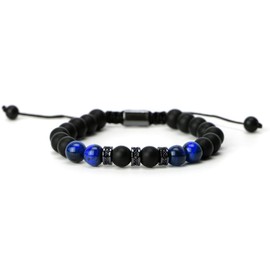 8mm Onyx Tiger Eye Anxiety Bracelet Men,Gifts for Boys,Men's Calming and Healing Bracelets,for Birthday Fathers Day Christmas Valentines Day Gifts,for Family,Friends and Loved Ones to Bring Luck