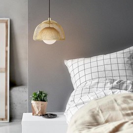 FCKONGLY Nordic Gold Semi Hollow Metal Hanging Lamp, Single Head Dining Room Pendant Light,E 26 Base Ceiling Lighting Fixtures Adjustable Kitchen Island Bar Counter Chandelier for Living Room Bedside