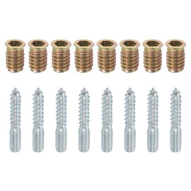 TOP-VIGOR 8Pcs M8x50mm Hanger Bolts, 31mm Wood Dowel Screw Self-Tapping Screw with M8x20mm Threaded Insert Nuts Interface Hex Socket Drive for Joint Furniture Legs