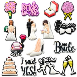 15Pcs Wedding Shoe Decoration Charms for Croc Clog, Bride Charms Accessories for Adults