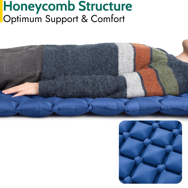Lightweight Sleeping Mat With Pillow, Ultra Light Inflatable Camping Pad,