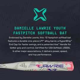 Axe Danielle Lawrie Youth Fastpitch Softball Bat | 1-Piece Alloy | -12 | USA (ASA)/USSSA Approved | Pink/Purple | Standard Axe Handle | Long-Lasting Durability and a Balanced Feel (32")