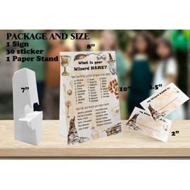 What's Your Wizard Name Game (1 Wizard Sign and 30 Name Tag Stickers), Wizard Game Party Decoration, Birthday Game for Kids, Family Game-29