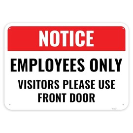 1PC Employee Entrance Only Sign, 10 x 7 Inches - Aluminum Employees Staff Only Beyond This Point - Visitors Customers Please Use Front Door