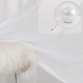 WestWeir White Pearl Sheer Curtains - Rod Pocket (Set of 2) 52 x 96 inches for Backdrop,Pearly Curtain