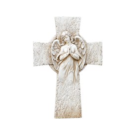 Joseph's Studio Garden Angel Wall Cross, 9.25-Inch, Made of Resin Stone