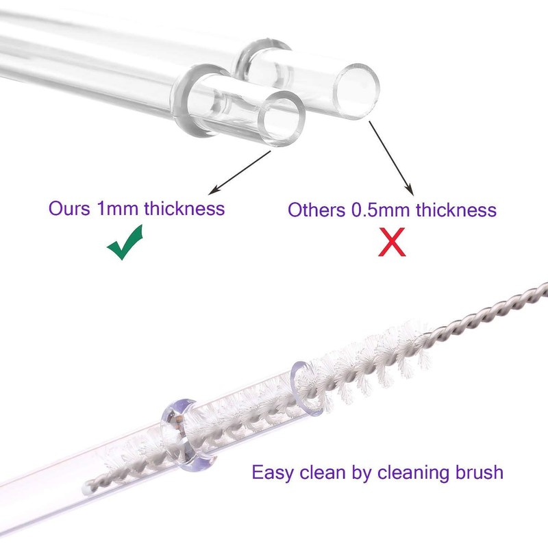 DAKOUFISH 11" Long Clear Reusable Tritan Plastic Replacement Drinking Straws