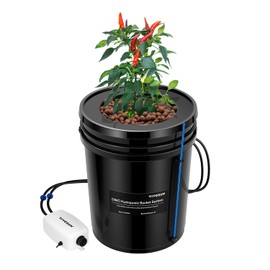 VIVOSUN DWC Hydroponics Grow System, 5-Gallon Deep Water Culture, Recirculating Drip Garden System with Multi-Purpose Air Hose, Air Pump, and Air Stone (1 Bucket + Top Drip Kit)