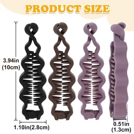 3pcs Banana Hair Clips for Women, Non-Slip Hair Claws with Double Combs, Vintage Hairpin Thick Long Curly Hair Styling Accessories for Daily, Party - Black, Dark Coffee, Light Purple