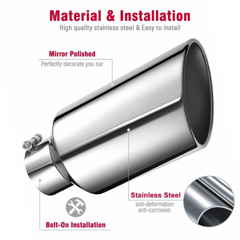 Upower 4 Inch Inlet Exhaust Tip, 4" Inlet 7" Outlet