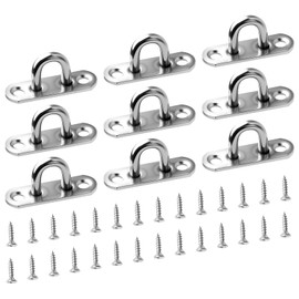 12 Pack M5 Pad Eye Plate Ceiling Hooks Stainless Steel Oblong Eye Plate Heavy Duty Hooks and Eyes U Shape Staple Hardware Ring Loop with Screws for Wall Ceiling Hanging Mount Suspension