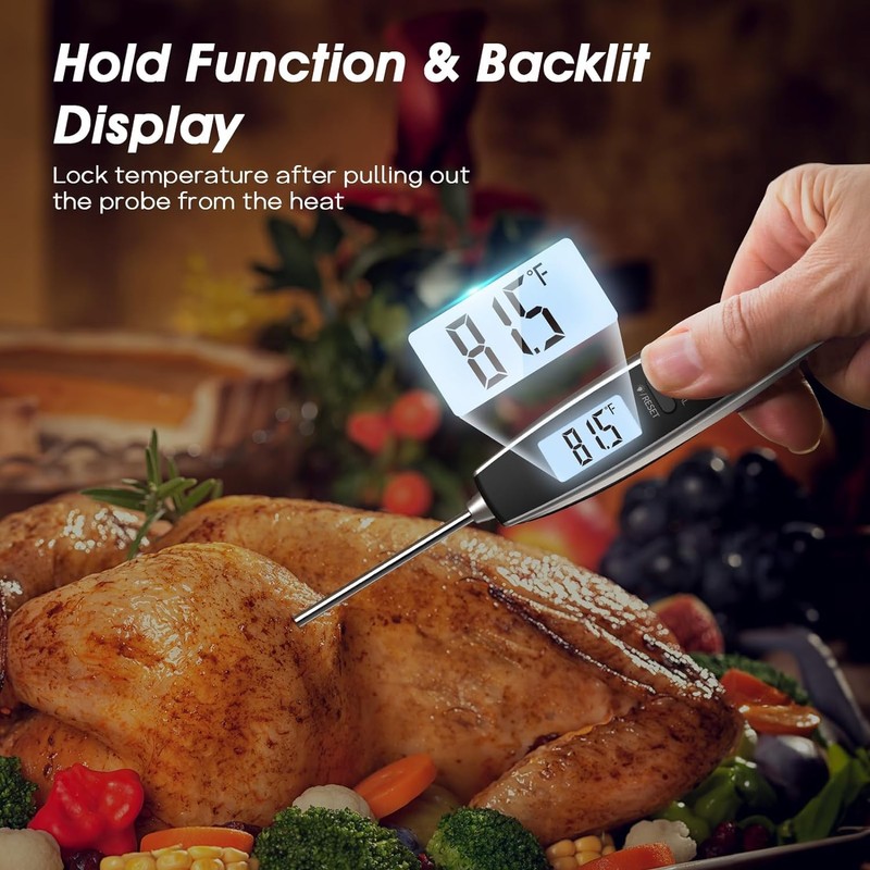 DOQAUS Instant Read Food Thermometer with Backlight LCD Screen, Digital