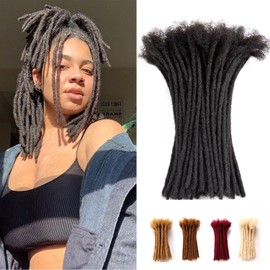 Dreadlock Extensions Human Hair Extensions for Braiding 0.8cm Afro Kinkyhair for Braiding Black Hair Extensions Dreadlocks Extensions (1B-0.6cm, 8Inch （Pack of 30 ）)