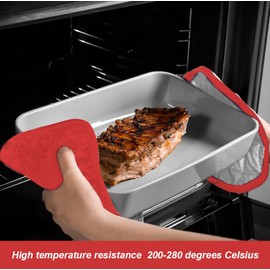 meioro 4-Pack Pot Holders for Kitchen High Heat Resistant Potholder, 100% Cotton Hot Pads, Quilted Terry Hot Pot Holder Set for Kitchens, Washable Trivet for Cooking Baking Black, 20×20cm (Red)