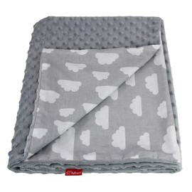 ByBoom Basics Baby Blanket 75 x 100 cm, Oeko-Tex, Double-Sided, Fluffy Cuddly First Blanket with Cotton and Minky Side, Extra Soft, Made in EU